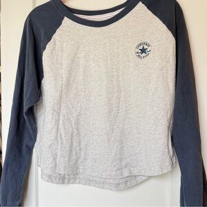 Converse Grey Raglan Long Sleeve Crop T-Shirt (note on sizing)